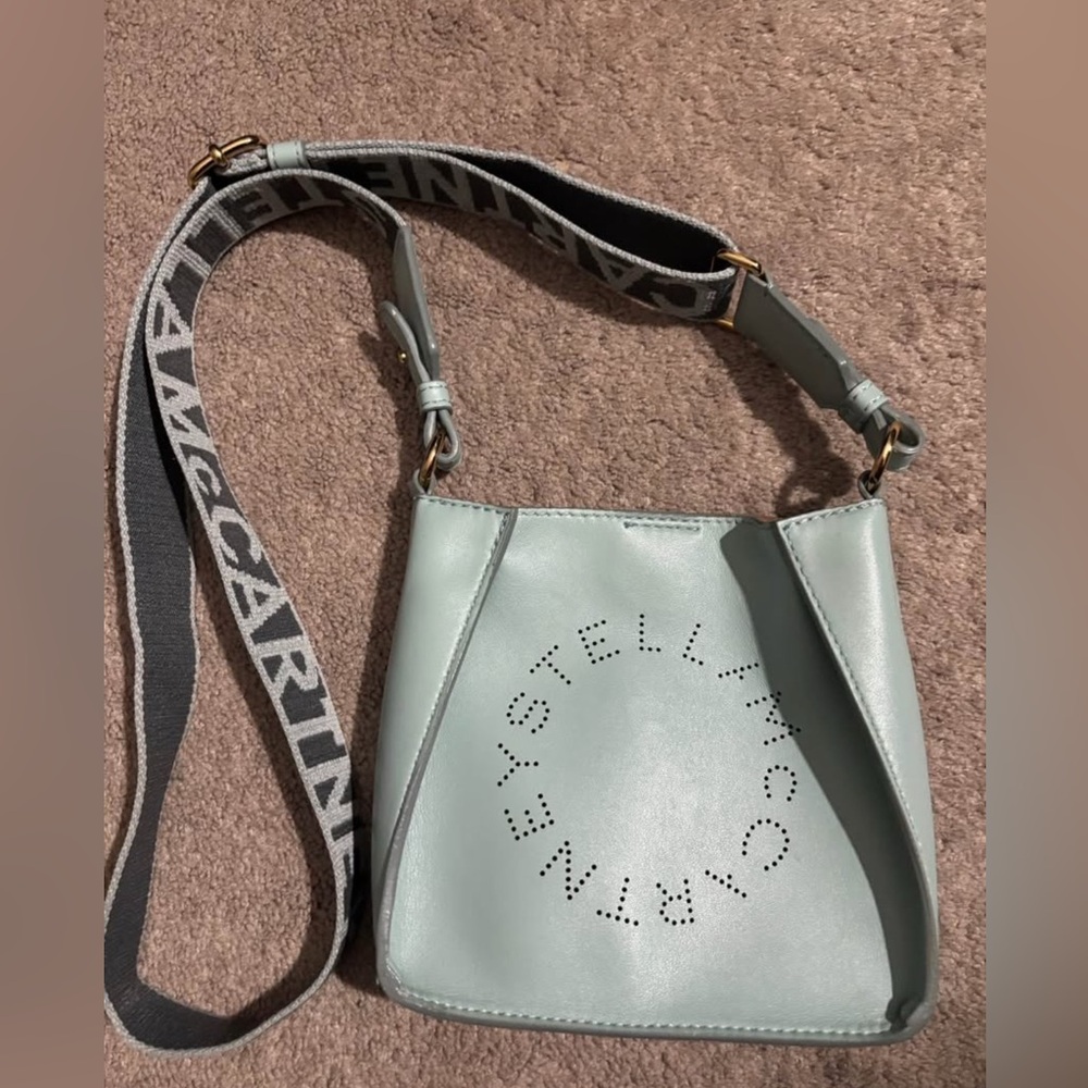 Stella Mccartney Logo Perforated mini crossbody bag